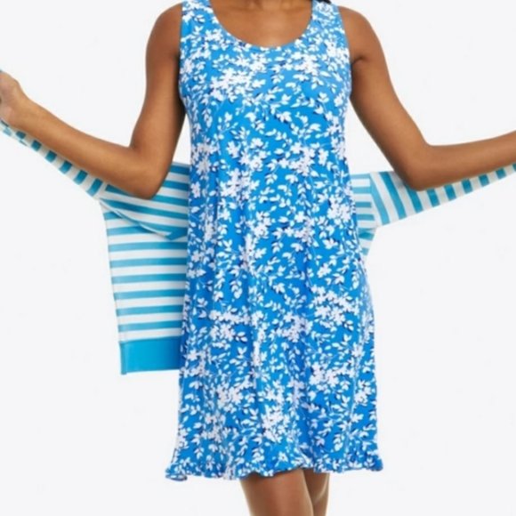 Draper James Blue Floral Print Nightgown Size Small/Medium NWT - Picture 1 of 13